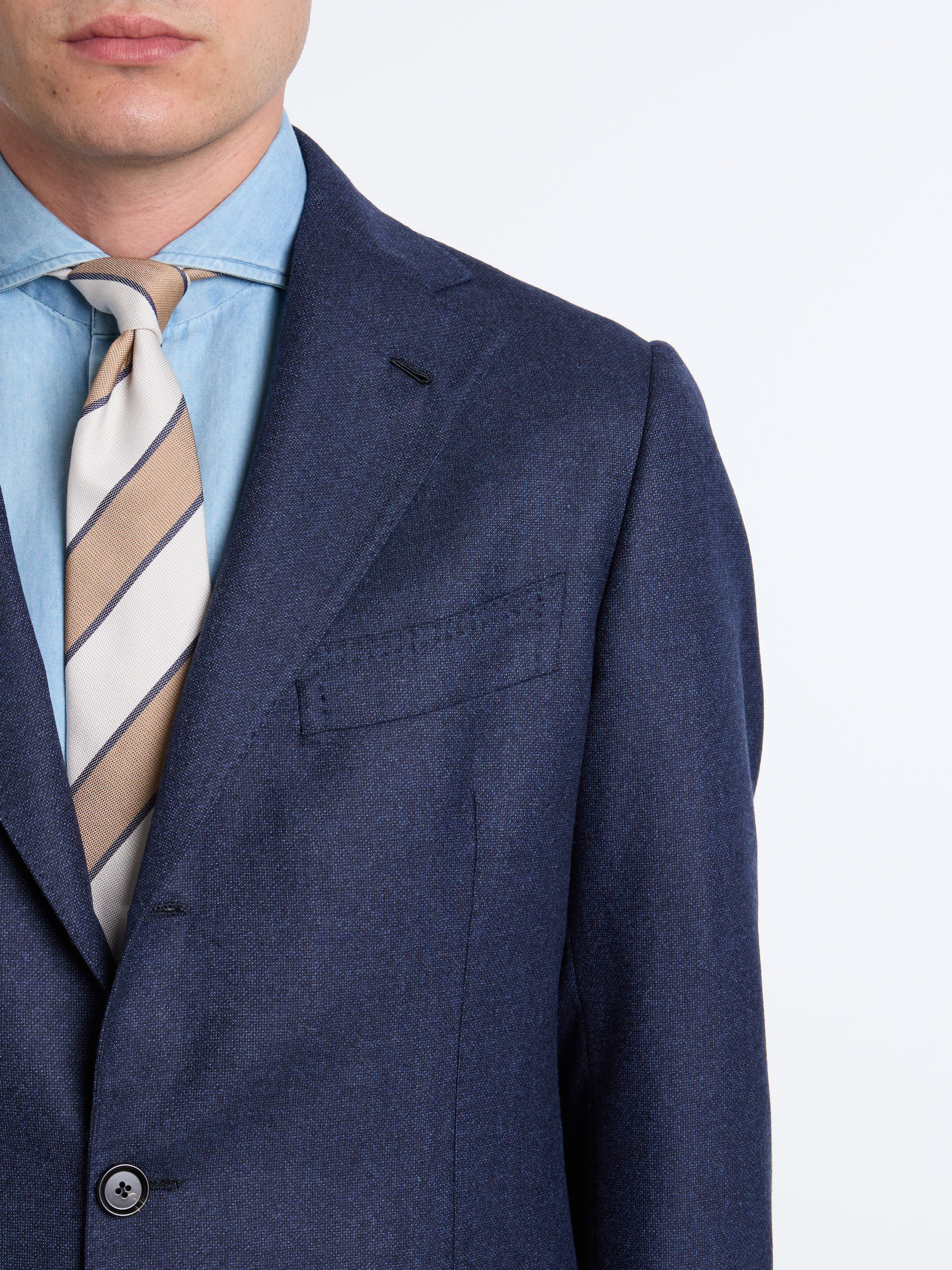 SINGLE-BREASTED PURE WOOL SUIT - BLUE - LUIGI BORRELLI - NAPOLI